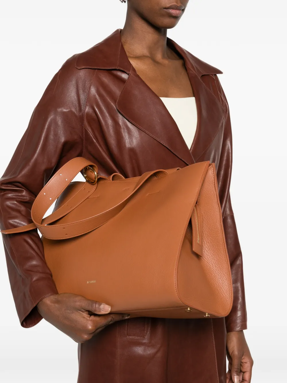 Jil Sander buckle-strap tote bag - Bruin