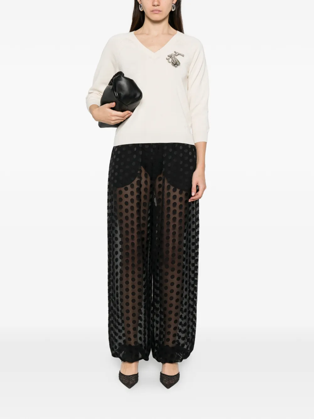  Nº21 V-neck Top - Neutrals 