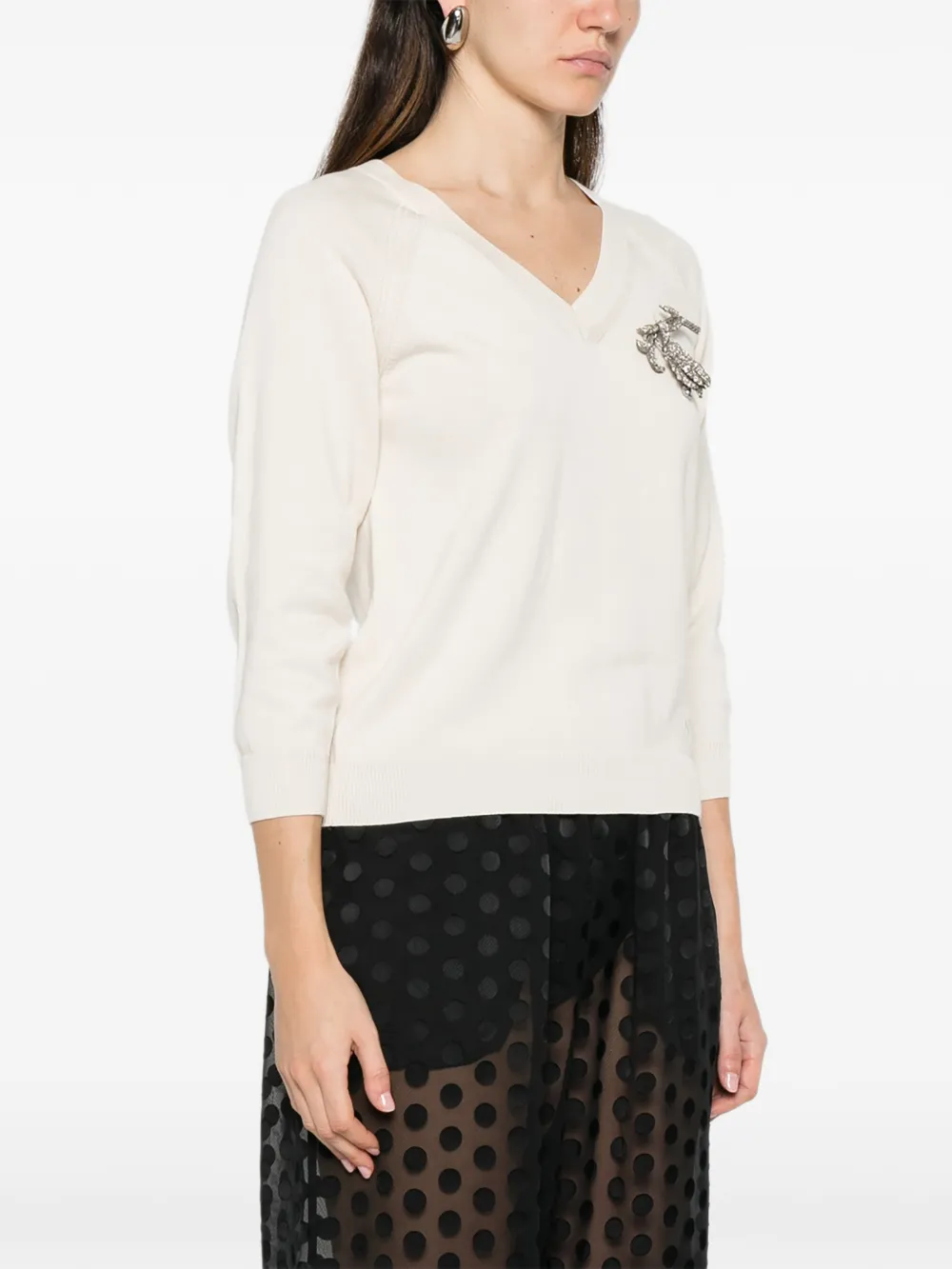 Nº21 V-neck Top - Neutrals 