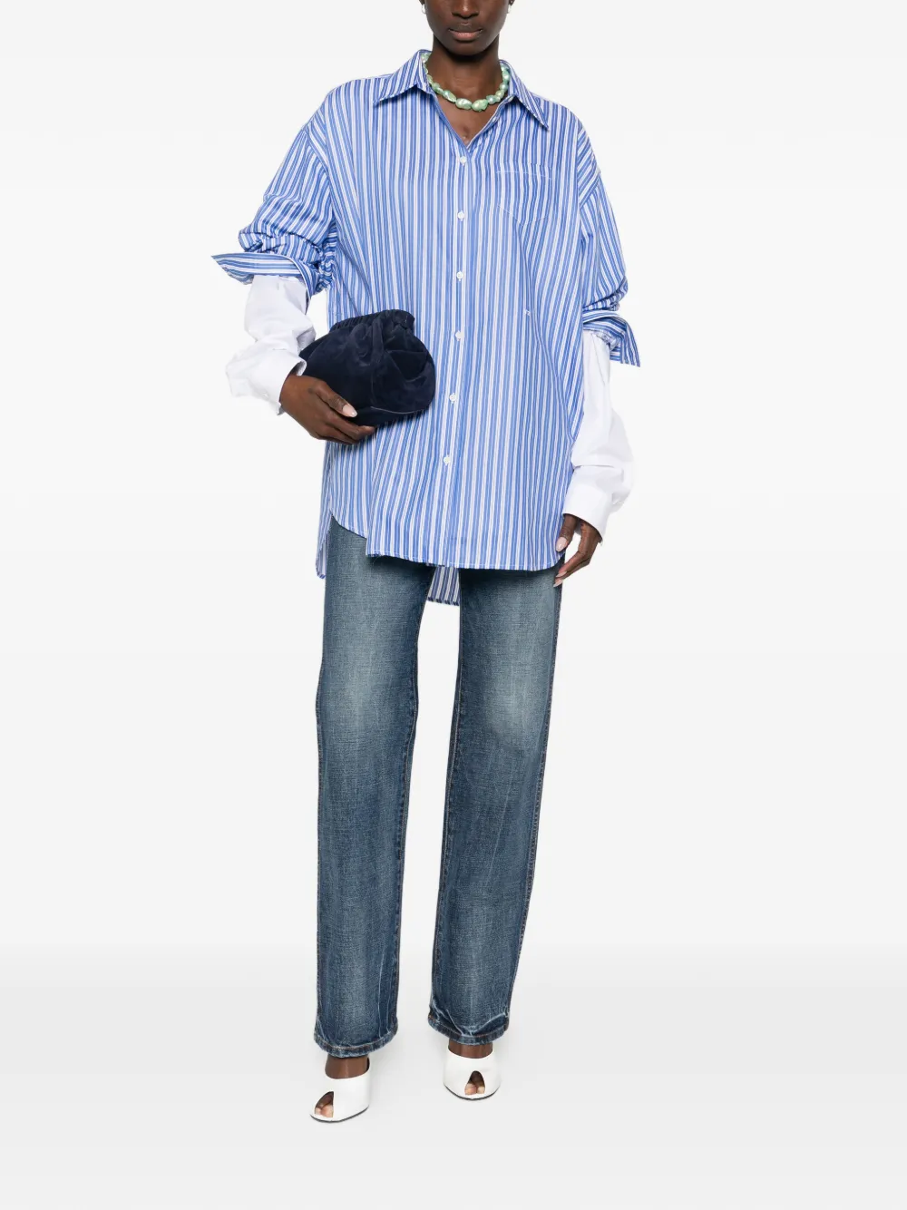 N&ordm;21 striped pocket shirt - Blauw