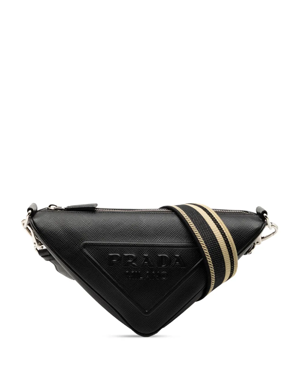 Prada Pre-Owned 2013-2025 Saffiano Triangle Logo crossbody bag - Nero