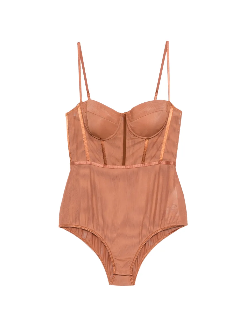 ZIMMERMANN ribbon-trim corset bodysuit - Arancione