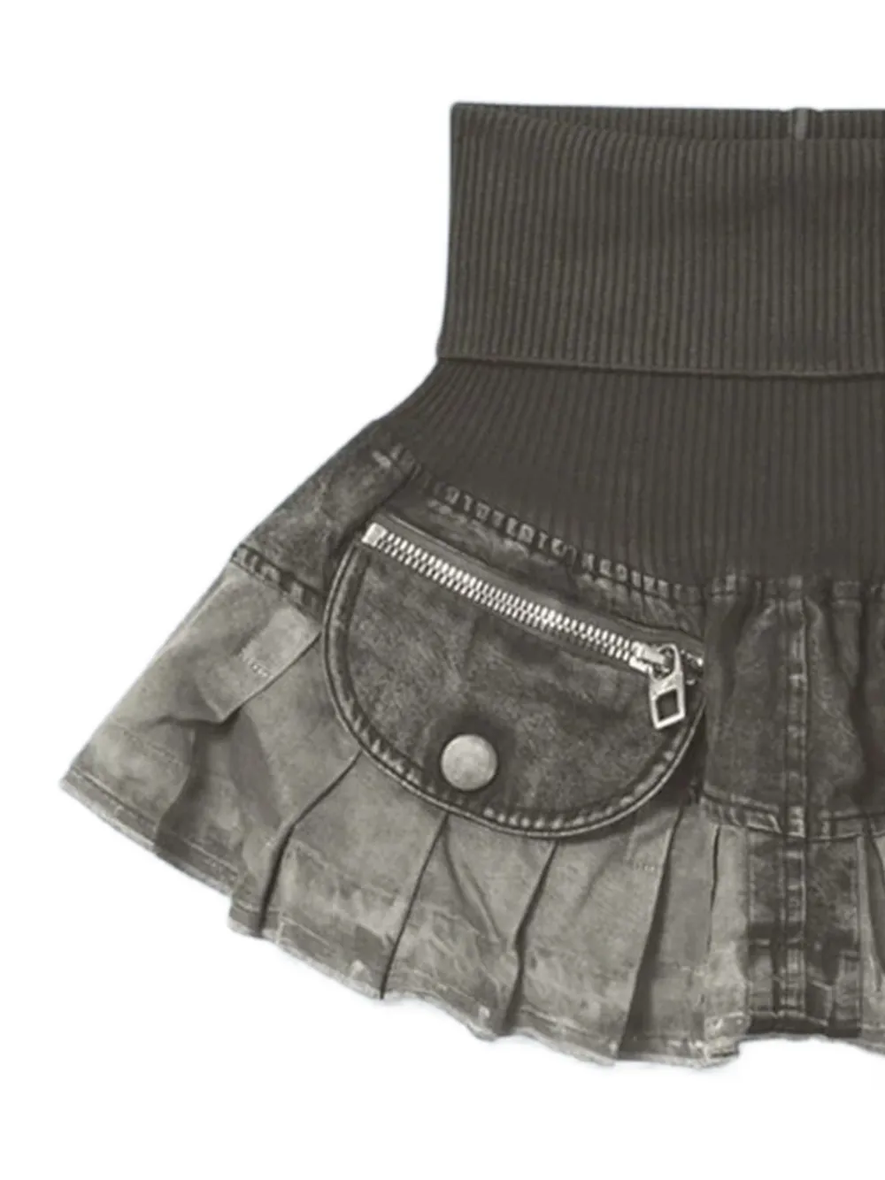  Miss Sixty X Knwls Patchwork Mini Skirt - Grey 