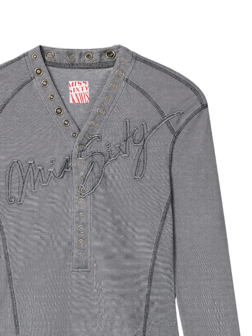  Miss Sixty Button-down Logo T-shirt - Grey 