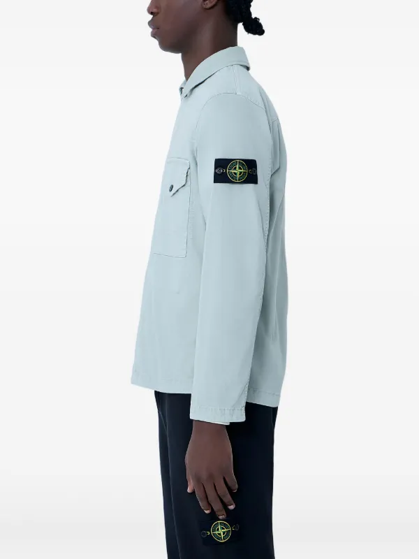 stone  ZIPシャツ　Mサイズ Stone Island Patch Zip Shirt | Blue | FARFETCH