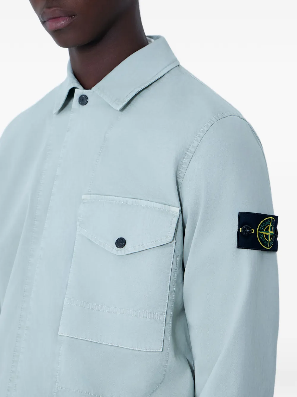 Stone Island Patch Zip Shirt | Blue | FARFETCH