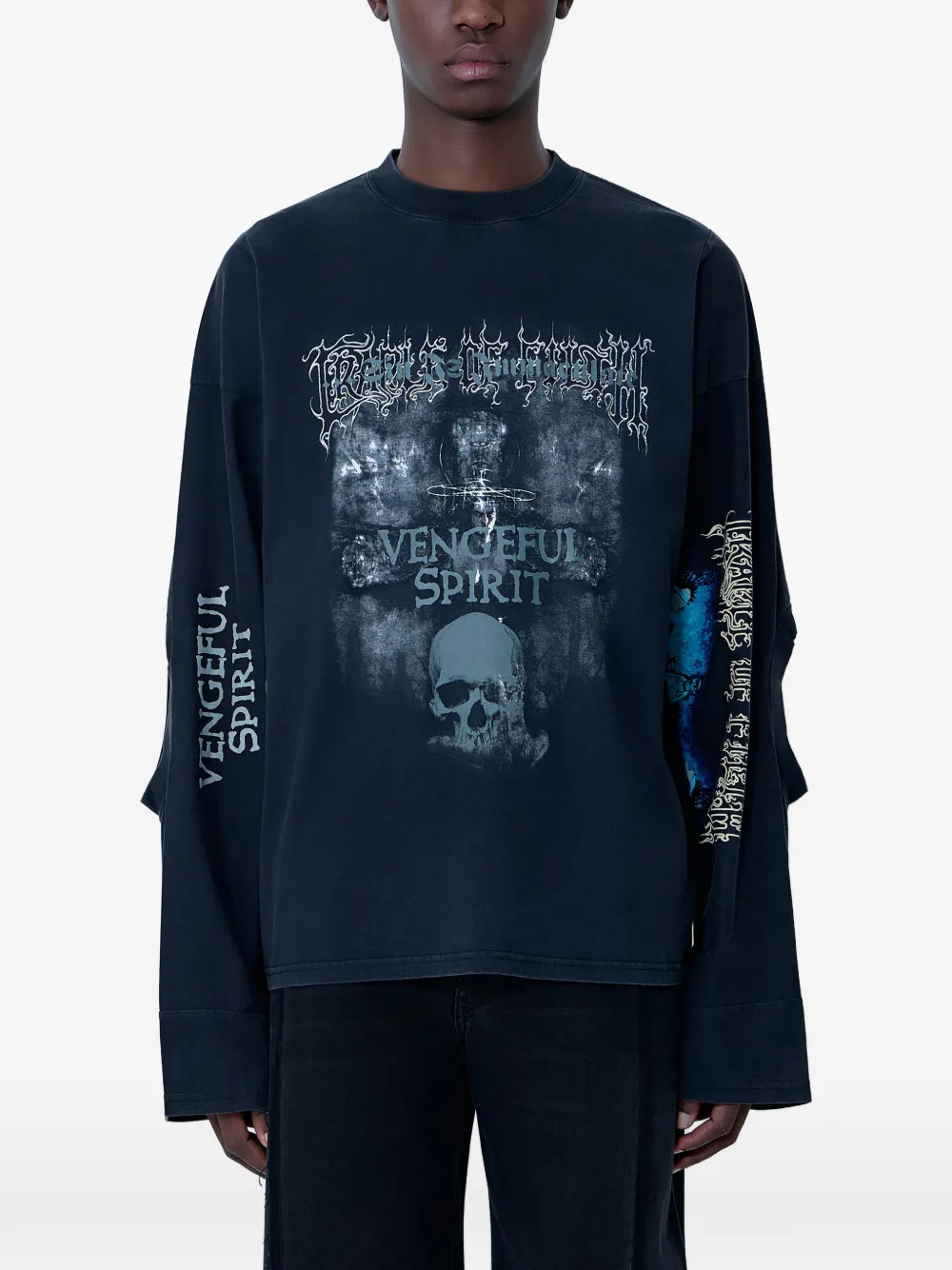 VETEMENTS Spirit graphic-print long-sleeve T-shirt - Schwarz