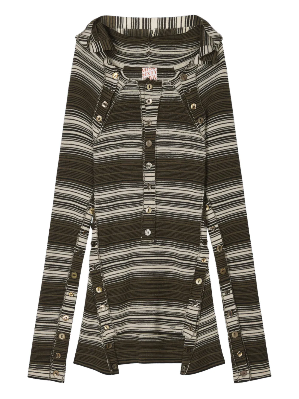 Miss Sixty Top a righe con cappuccio - Marrone