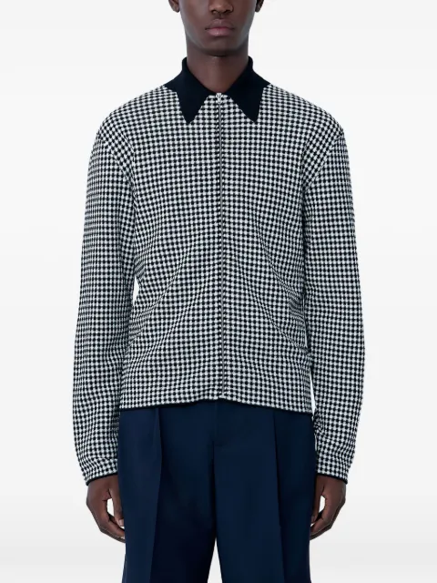 Jil Sander houndstooth zip-up polo shirt
