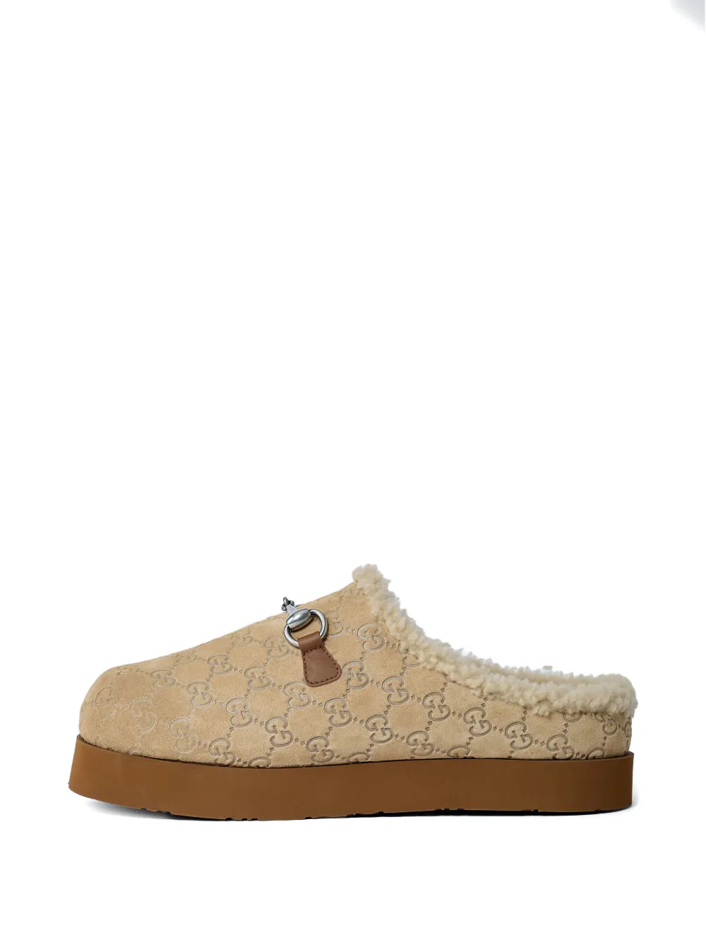 Gucci Horsebit slippers met GG-logo Beige