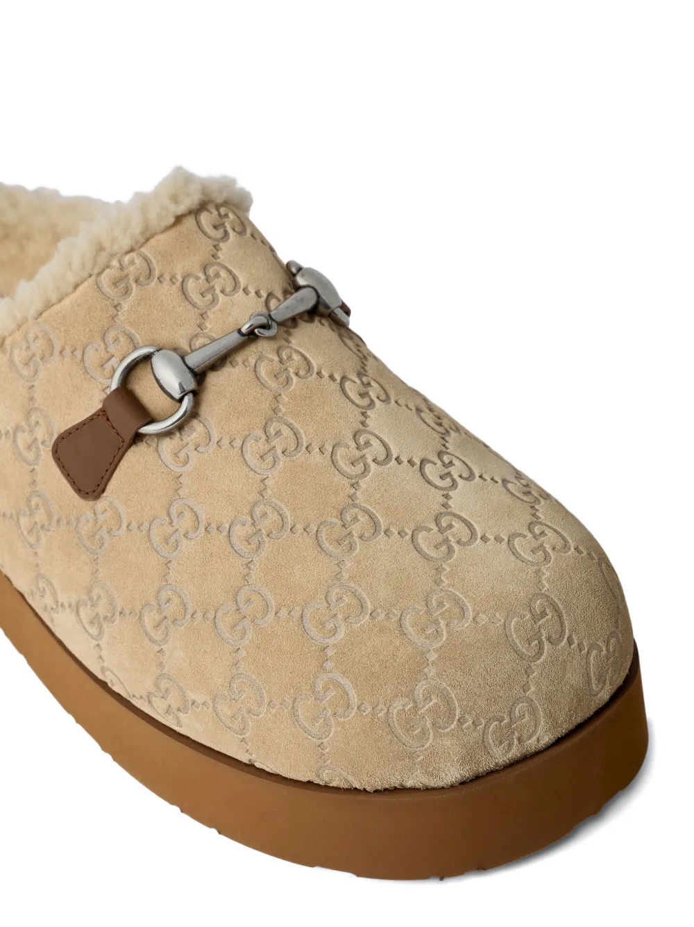 Gucci Horsebit slippers met GG-logo Beige