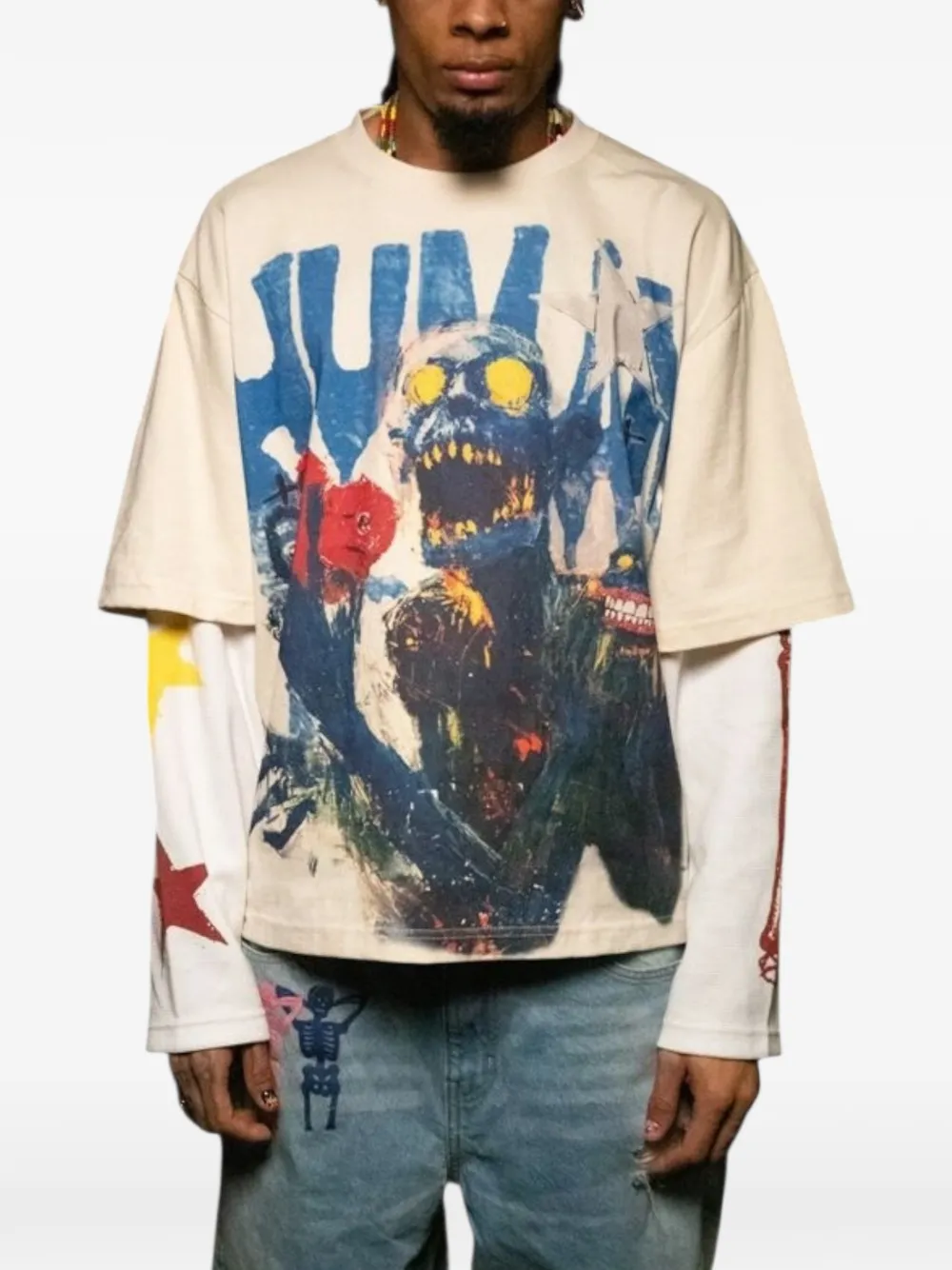 ALL HUMAN T-shirt met grafische print - Beige