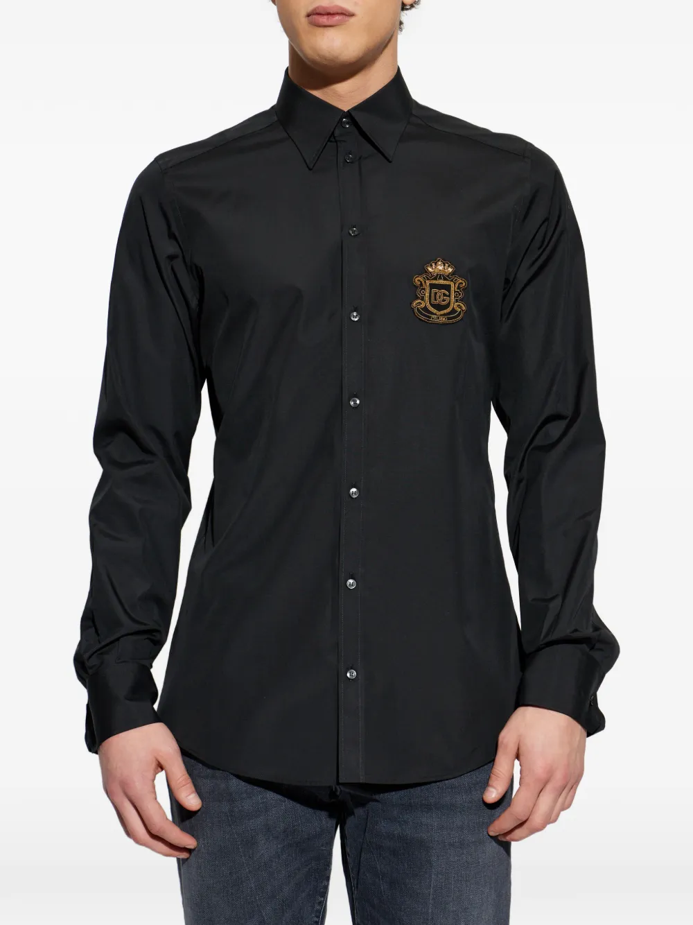 Dolce & Gabbana Overhemd met geborduurd logo Zwart