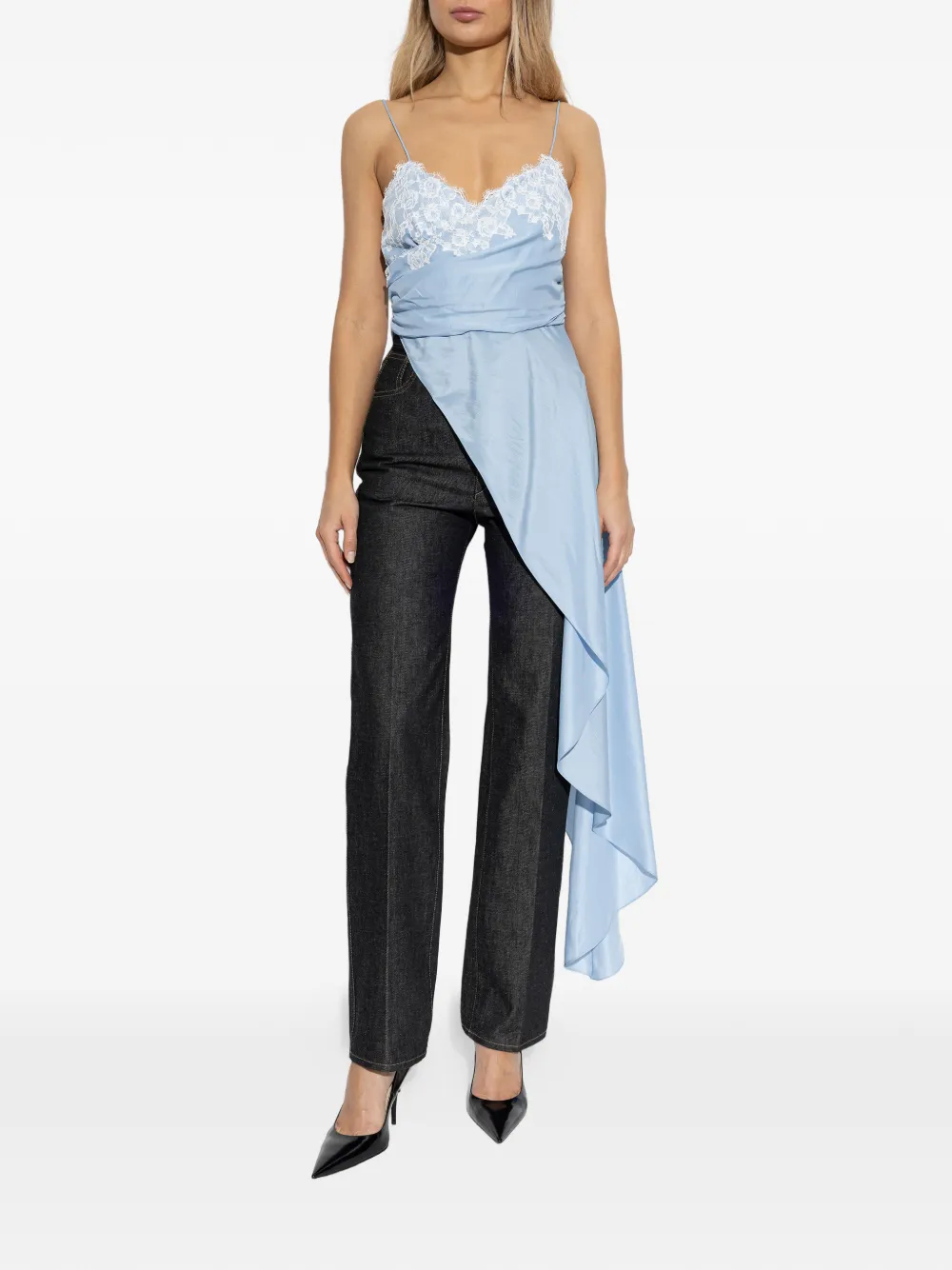  Moschino Lace Asymmetric Blouse - Blue 