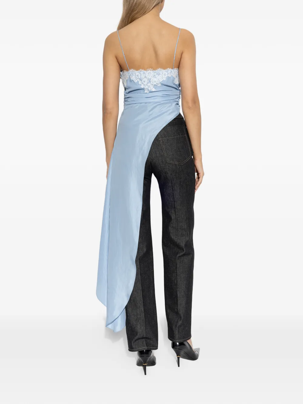 Moschino Asymmetrische blouse met kant Blauw