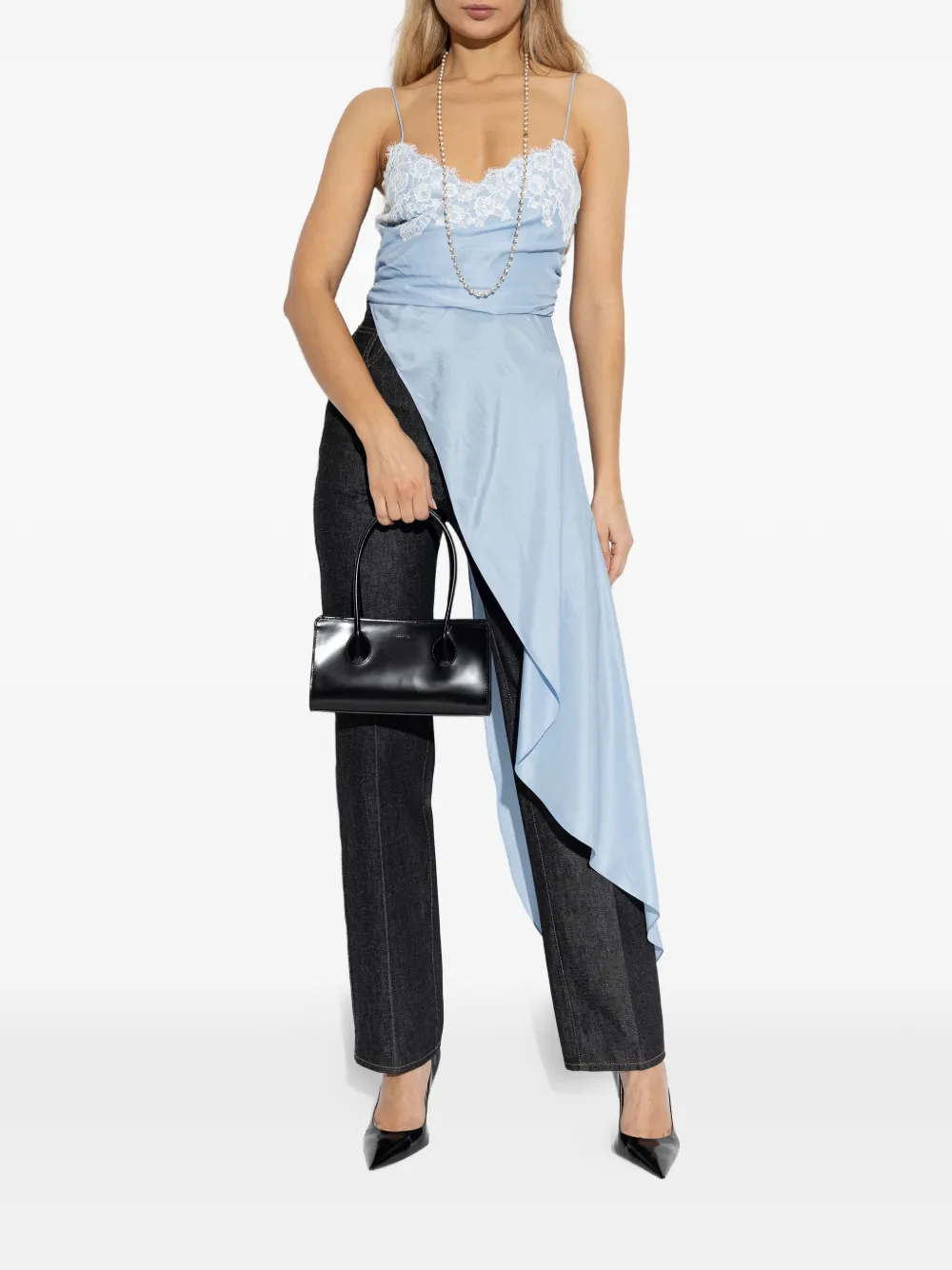  Moschino Lace Asymmetric Blouse - Blue 
