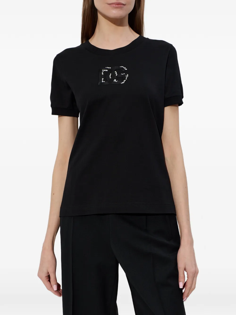 Dolce & Gabbana T-shirt verfraaid met logo Zwart