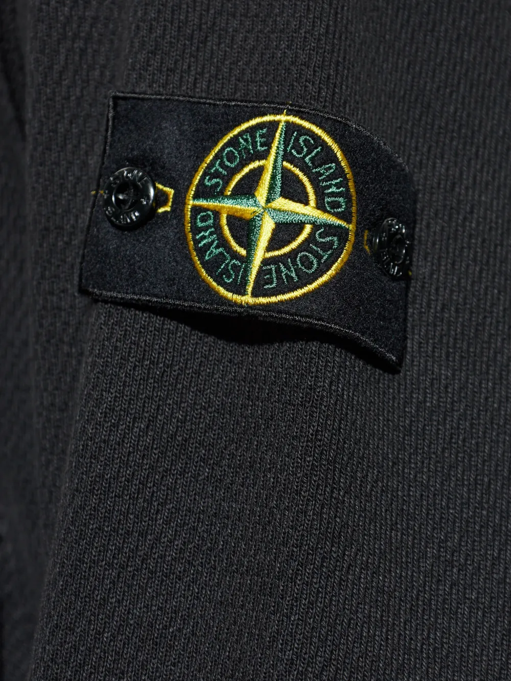 Stone Island 6100014 fleece jack met katoenen stiksels en mesh Zwart