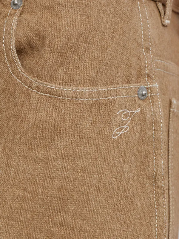 Jacquemus pleat-detail wide-leg Denim Jeans | Brown | FARFETCH
