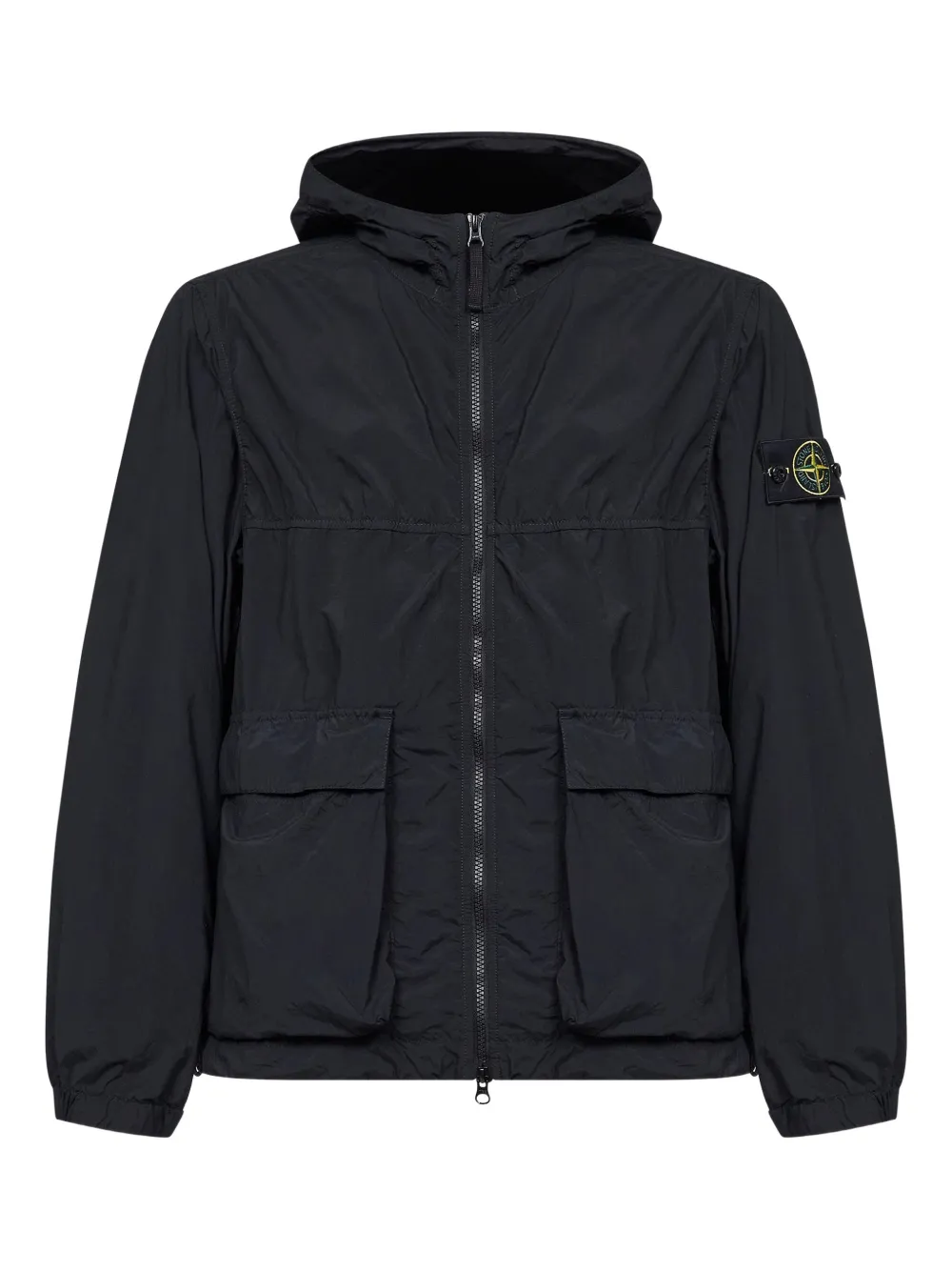 Stone Island logo-patch hooded jacket - Nero