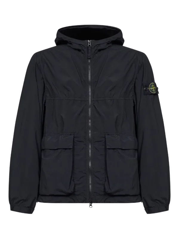 Stone Island logo-patch Hooded Jacket | Black | FARFETCH