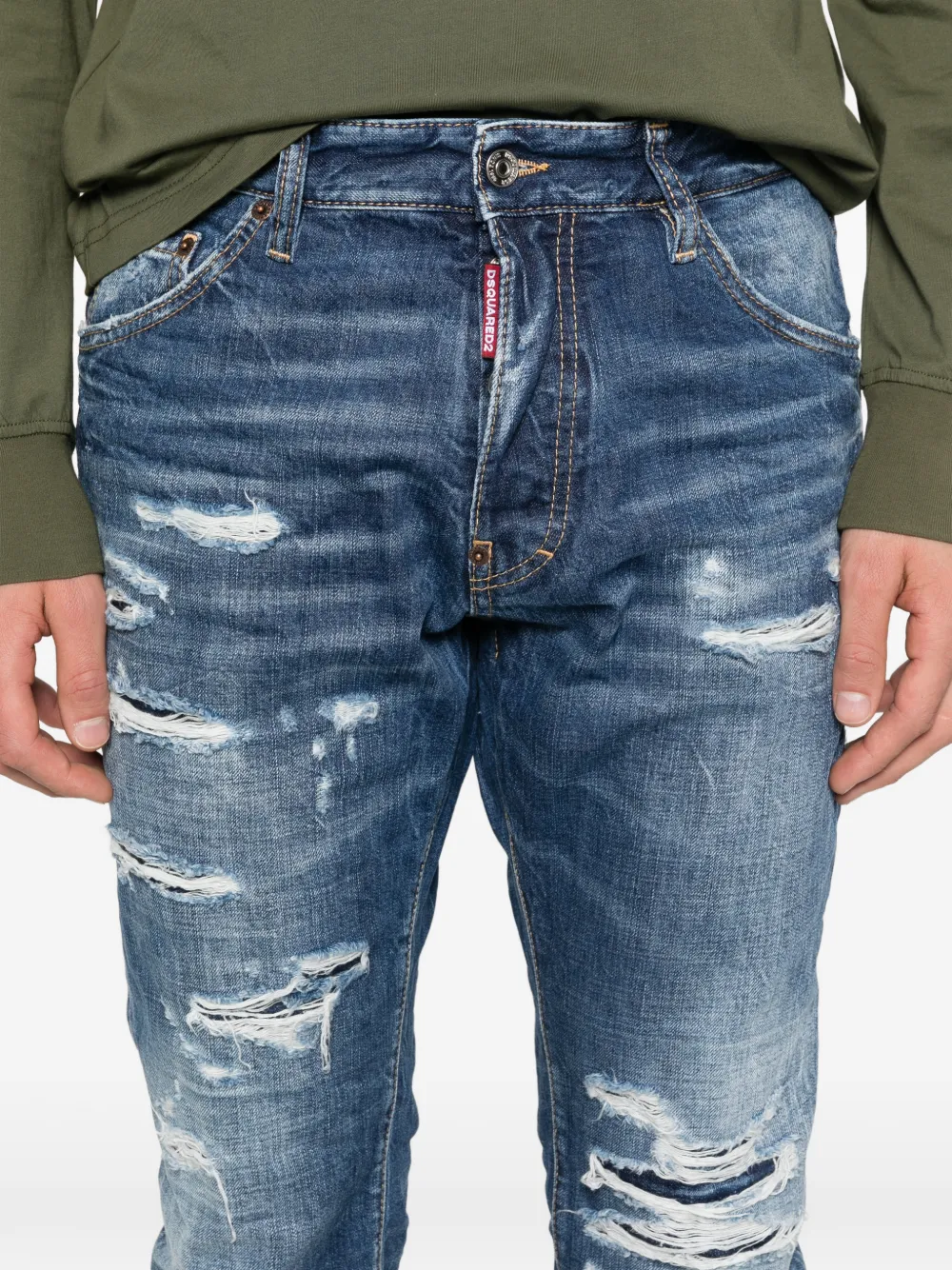 DSQUARED2 Calça Jeans Teddy Destroyed | Azul | FARFETCH BR