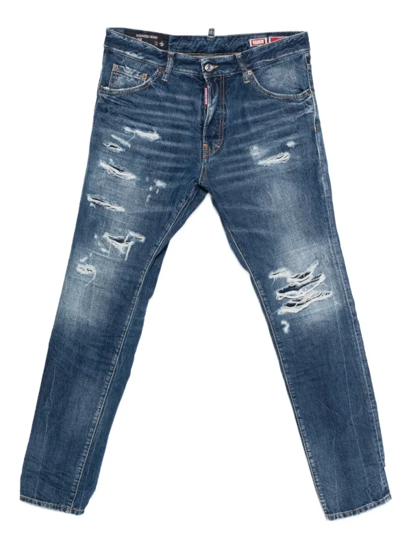 DSQUARED2 Calça Jeans Teddy Destroyed | Azul | FARFETCH BR
