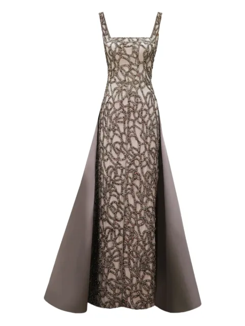 Gemy Maalouf bateau-collar beaded gown