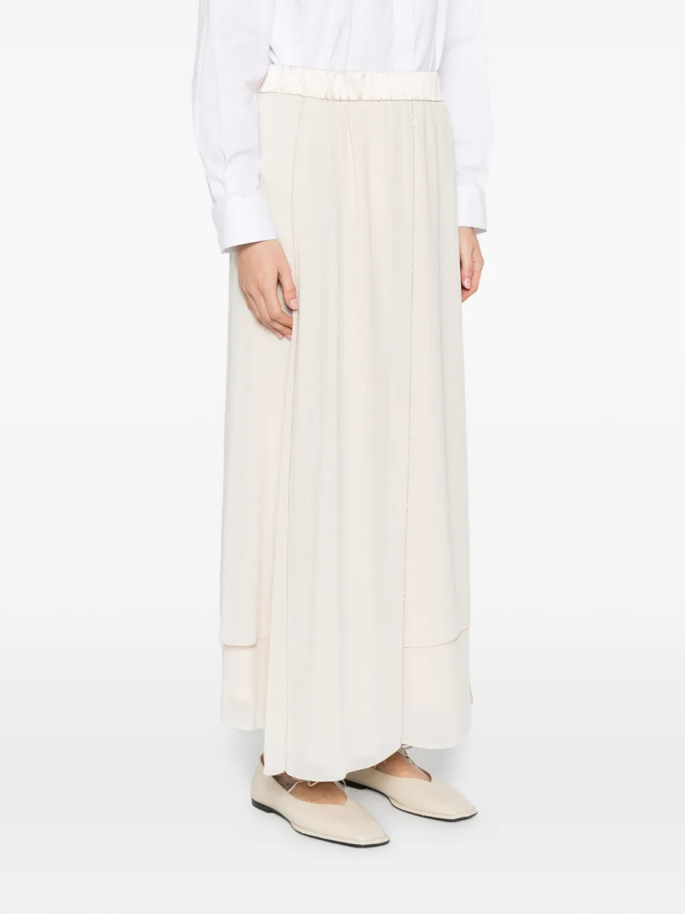  Peserico Elasticated-waistband Maxi Skirt - Neutrals 