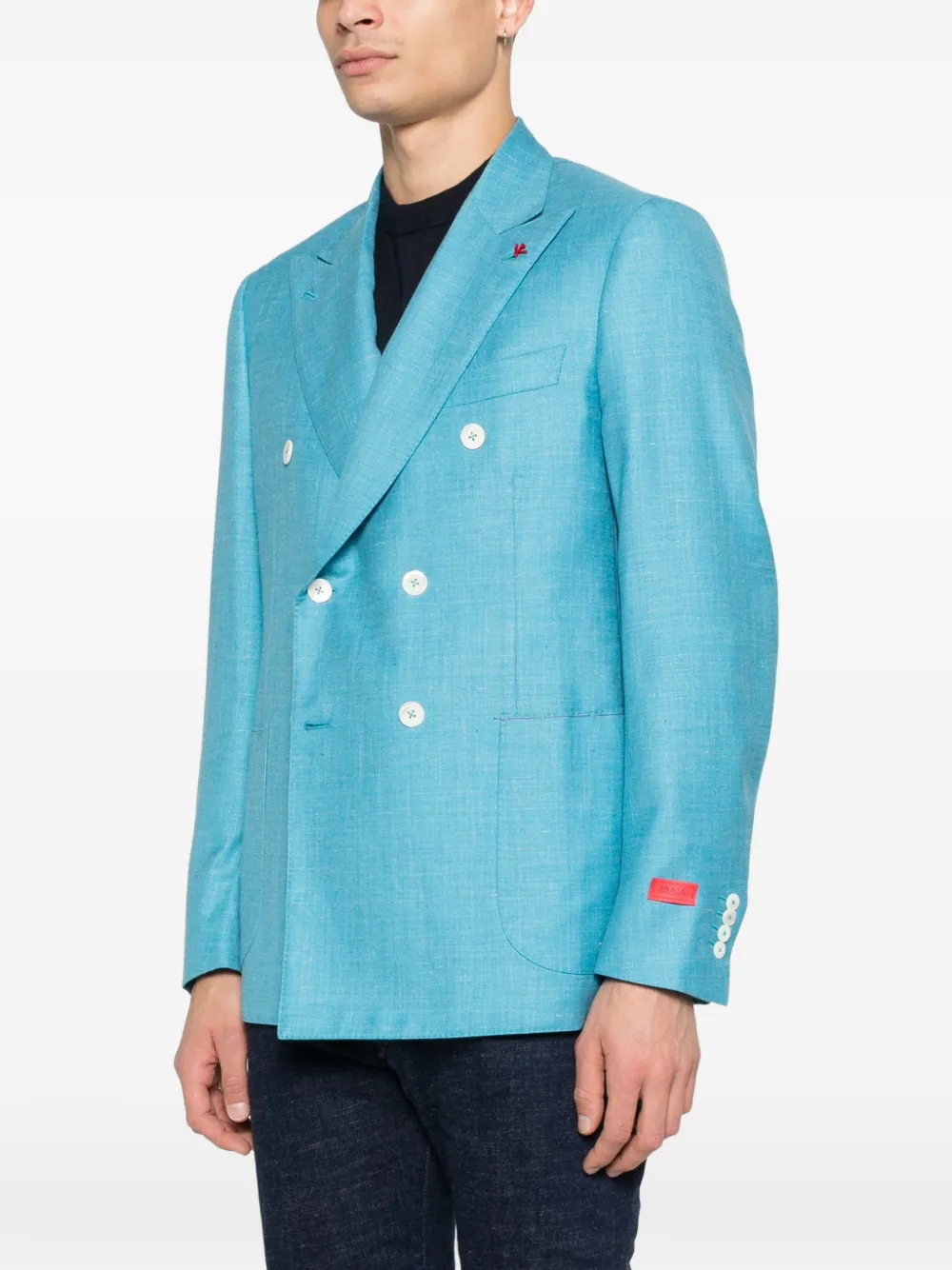  Isaia Double-breasted Blazer - Blue 