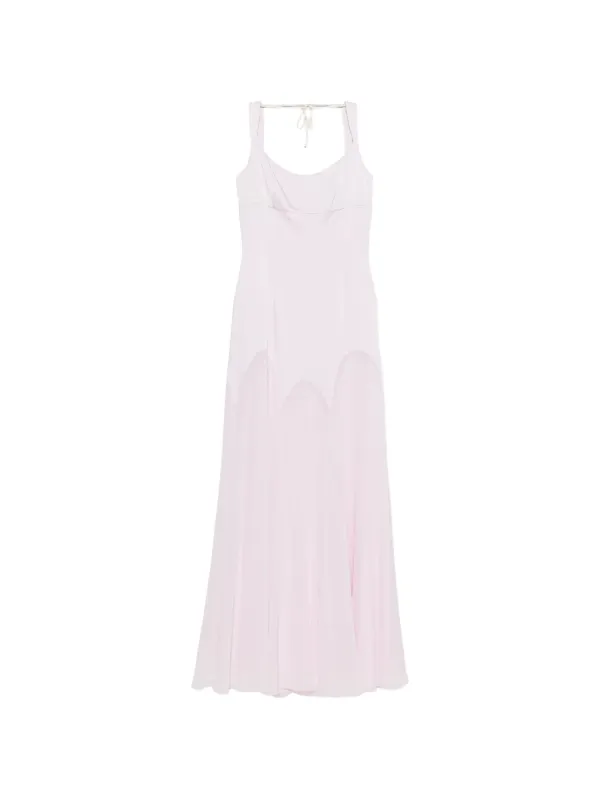 alexander mcqueen maxi dress Alexander McQueen - Asymmetric Ruffled Silk-organza-trimmed Stretch-knit Gown