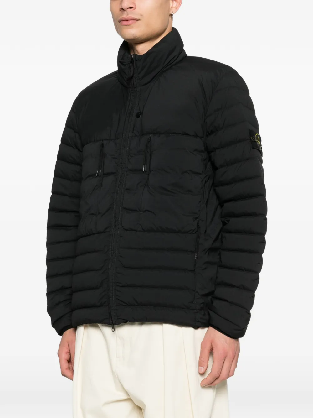  Stone Island Zip-up Down Jacket - Black 