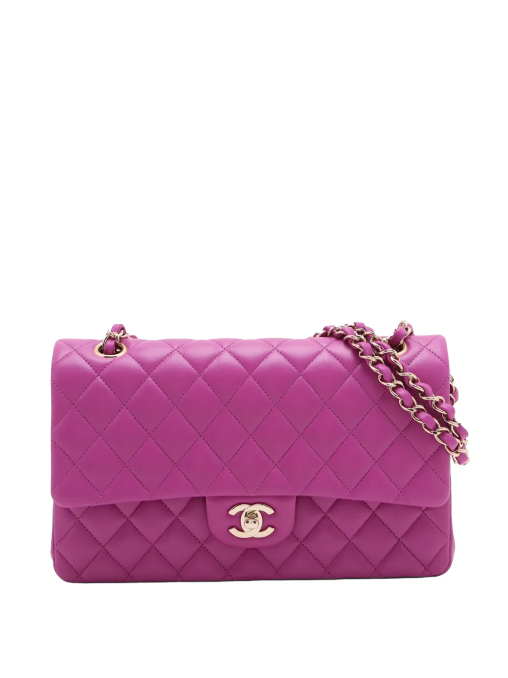 CHANEL Pre-Owned Borsa a spalla Double Flap media in pelle di agnello 2020 - Viola