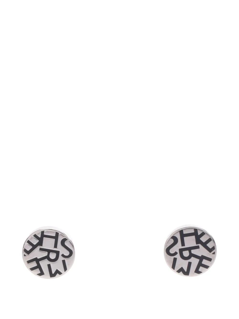 Hermès Pre-Owned 2000-2025 Stainless Steel Logo Round Push Back Earrings costume earrings - Argento