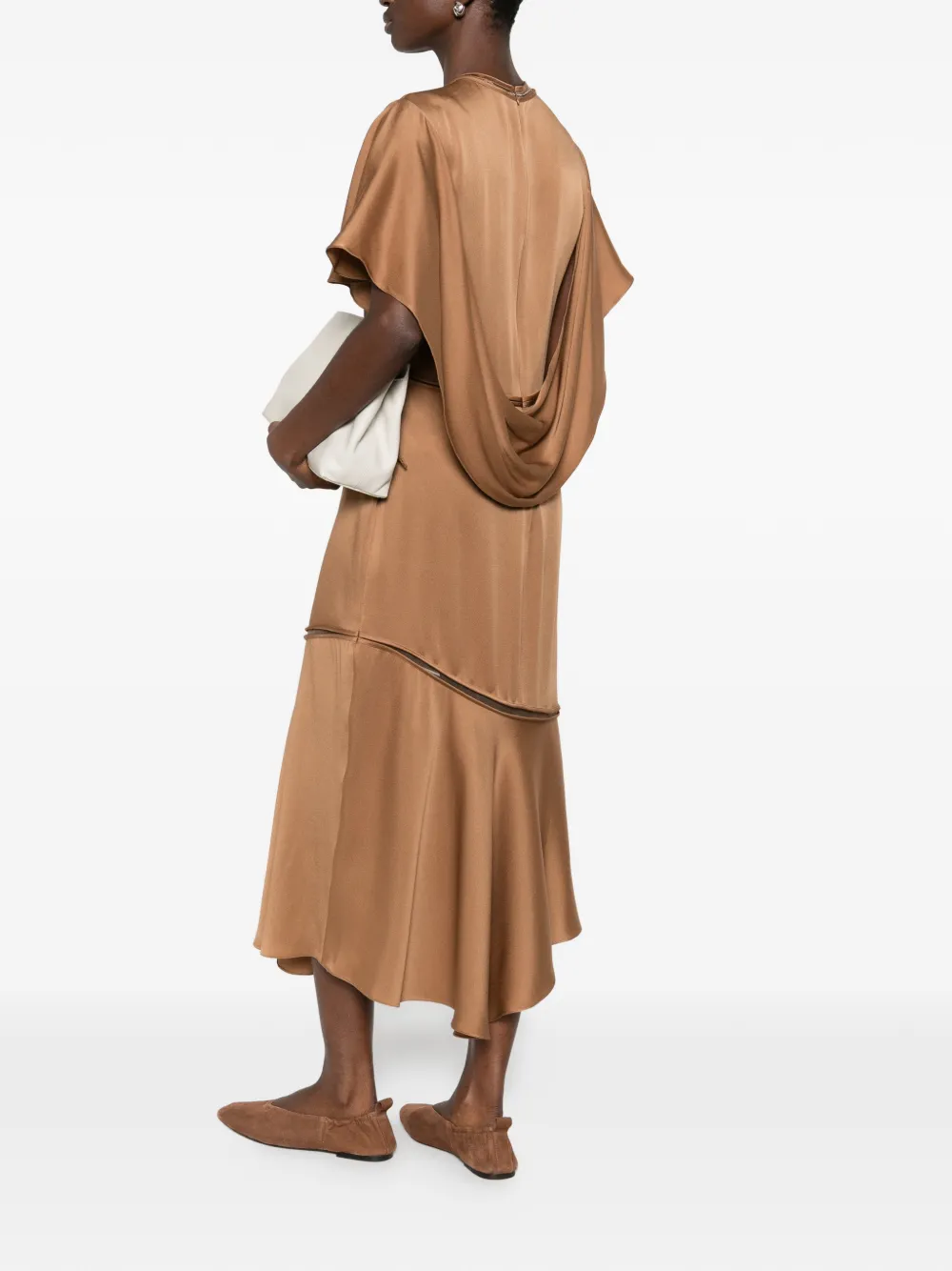 Fabiana Filippi gathered-detail midi dress - Bruin