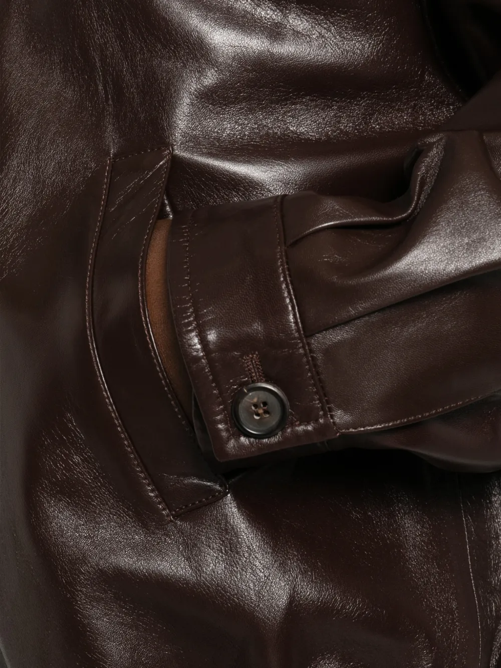 Miu Leren jack met logodetail Bruin