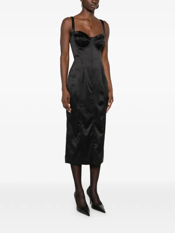 knee length dresses for ladies Dolce & Gabbana Exclusive Black Sequin Midi Dress with Embellished Str –  Sellier main image 1