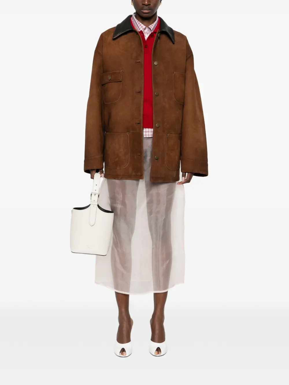  Prada Chaqueta Con Detalle Del Logo - Marrón 