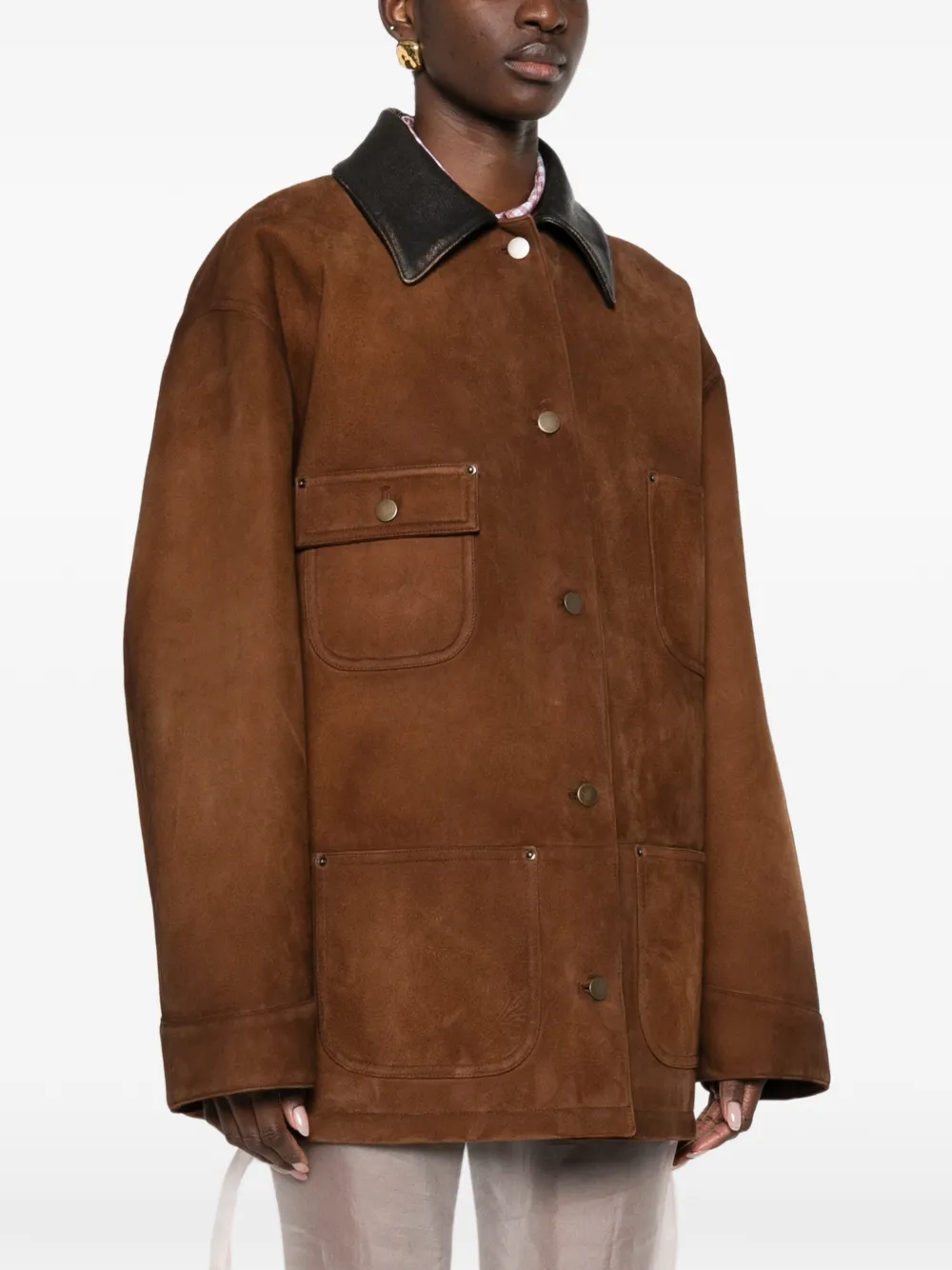  Prada Chaqueta Con Detalle Del Logo - Marrón 