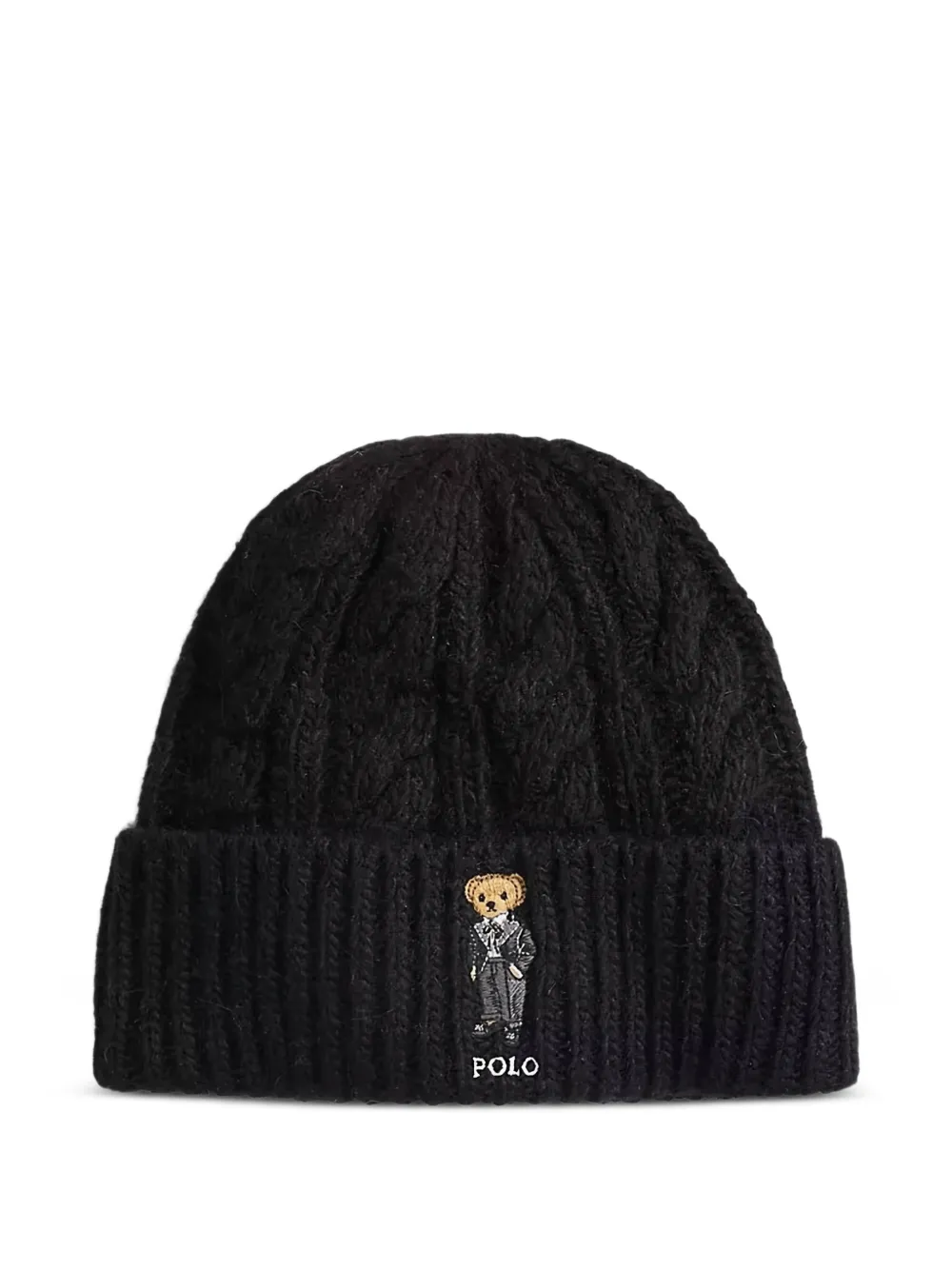 Polo Ralph Lauren cable-knit logo-embroidered beanie hat - Nero
