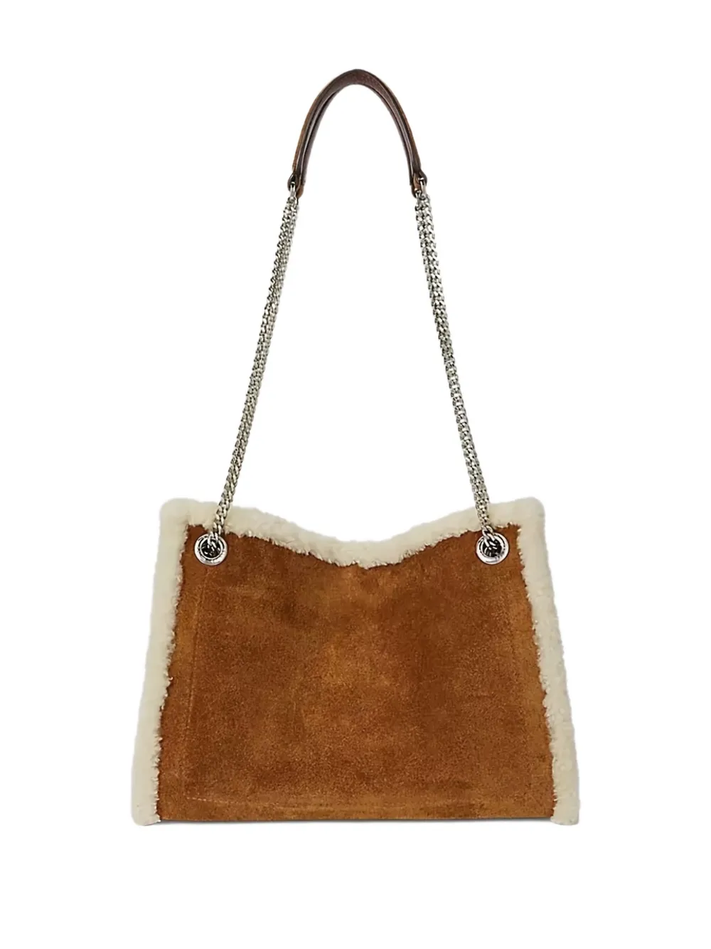 Lauren Ralph Lauren medium Bradley shearling-trim shoulder bag - Bruin