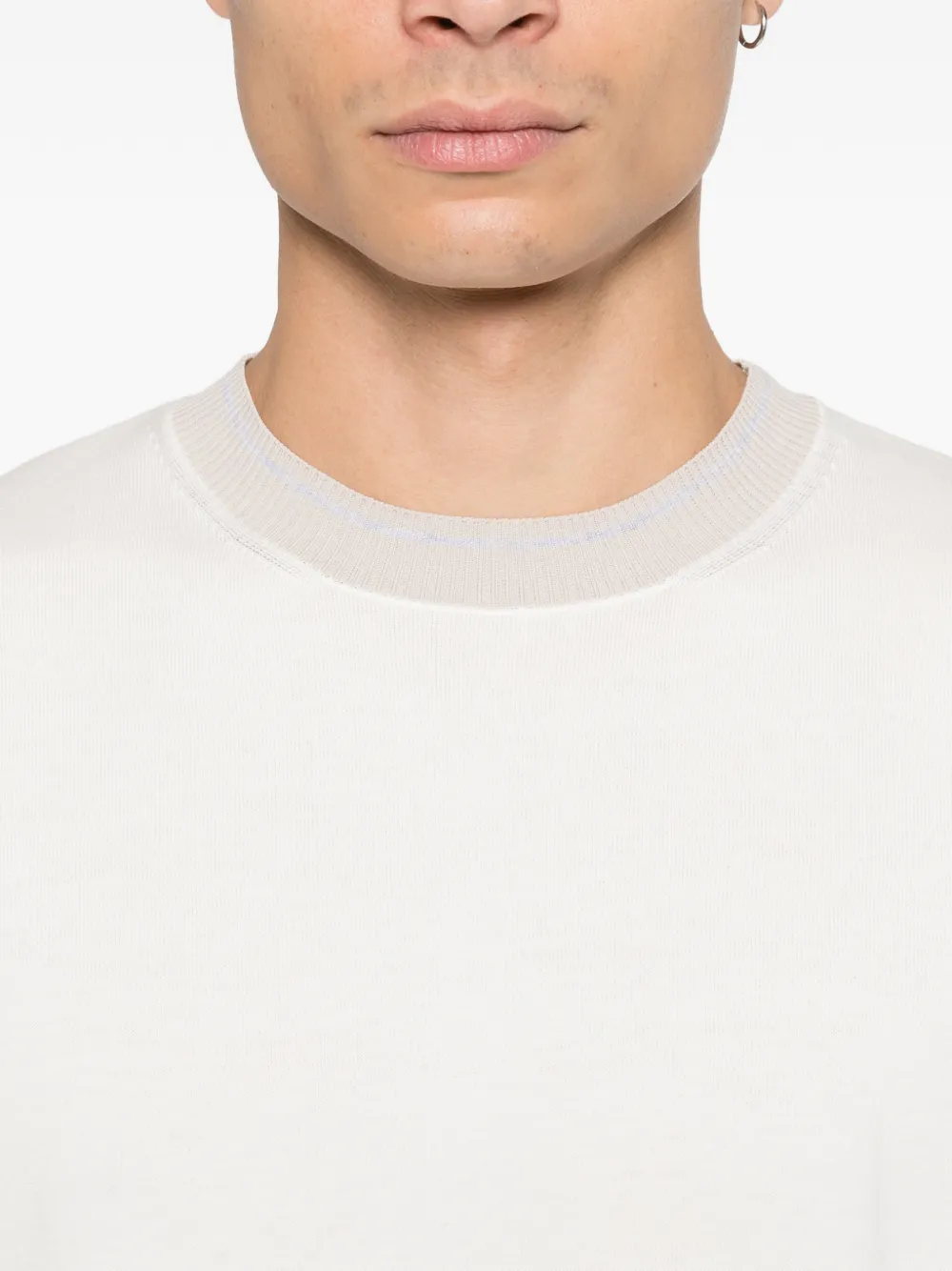 Eleventy T-shirt met geribbelde afwerking Wit