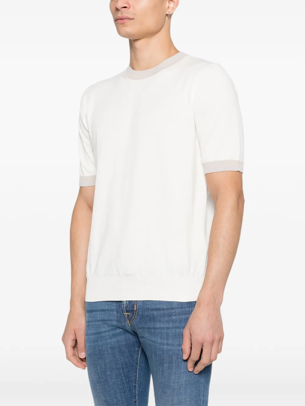 Eleventy T-shirt met geribbelde afwerking Wit