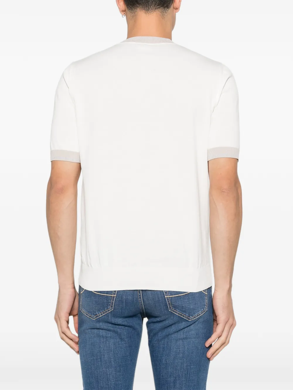 Eleventy T-shirt met geribbelde afwerking Wit