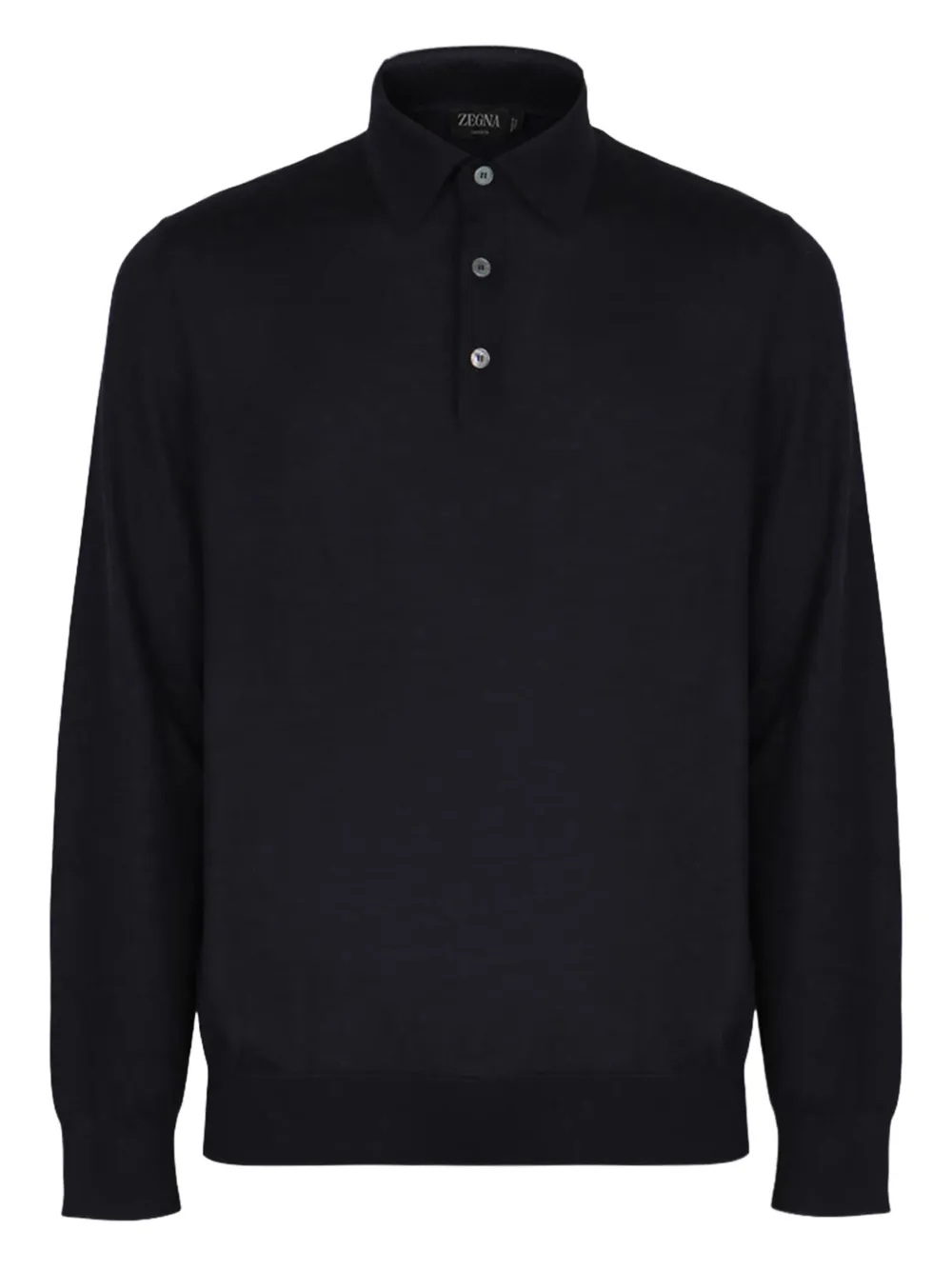 Zegna ribbed long-sleeve polo shirt - Blu