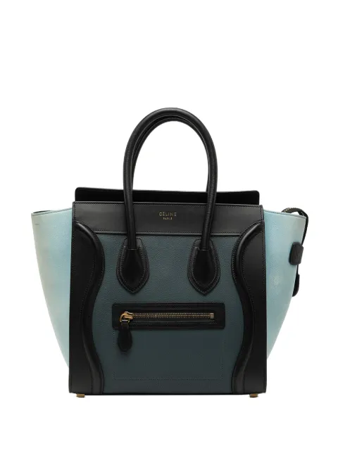 Celine Pre-Owned 2018 Micro Tricolor Nubuck and Drummed Calfskin Luggage Tote satchel