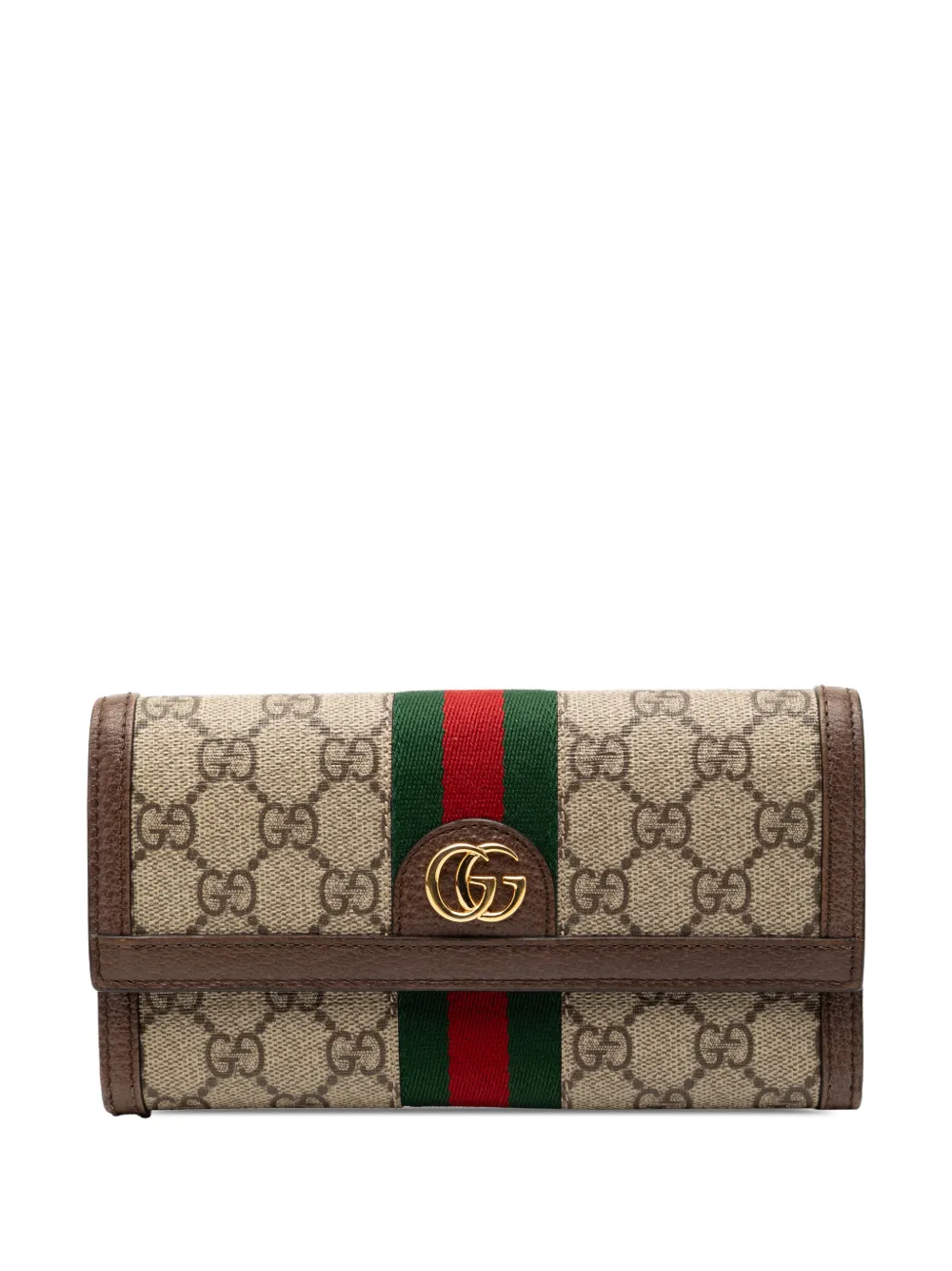 Gucci Pre-Owned 2016-2025 GG Supreme Web Ophidia Continental Wallet long wallets - Marrone