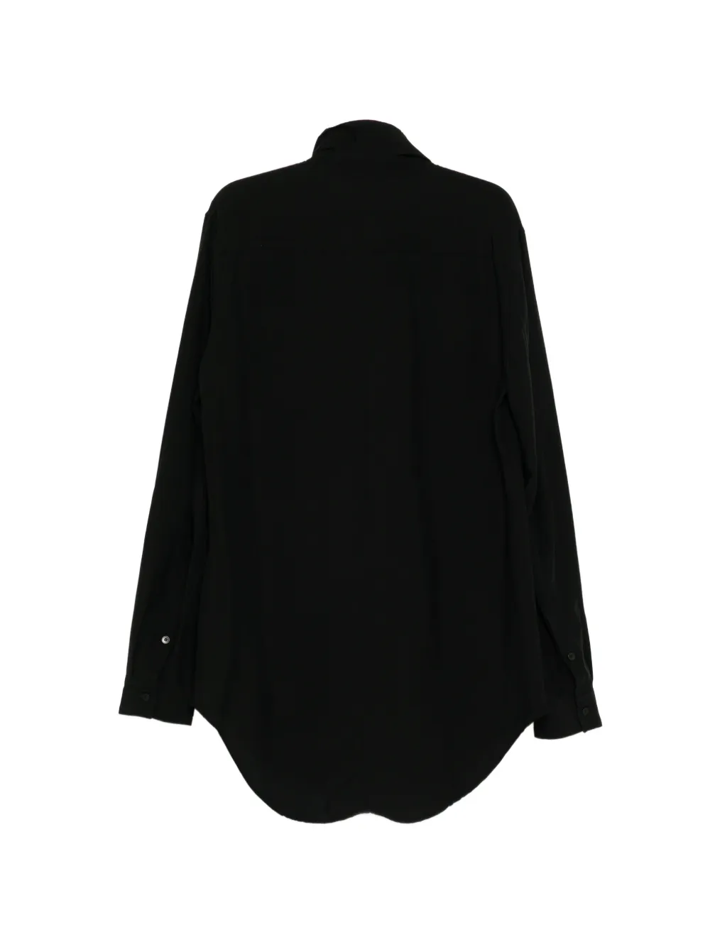 Julius high-neck curved hem shirt - Zwart