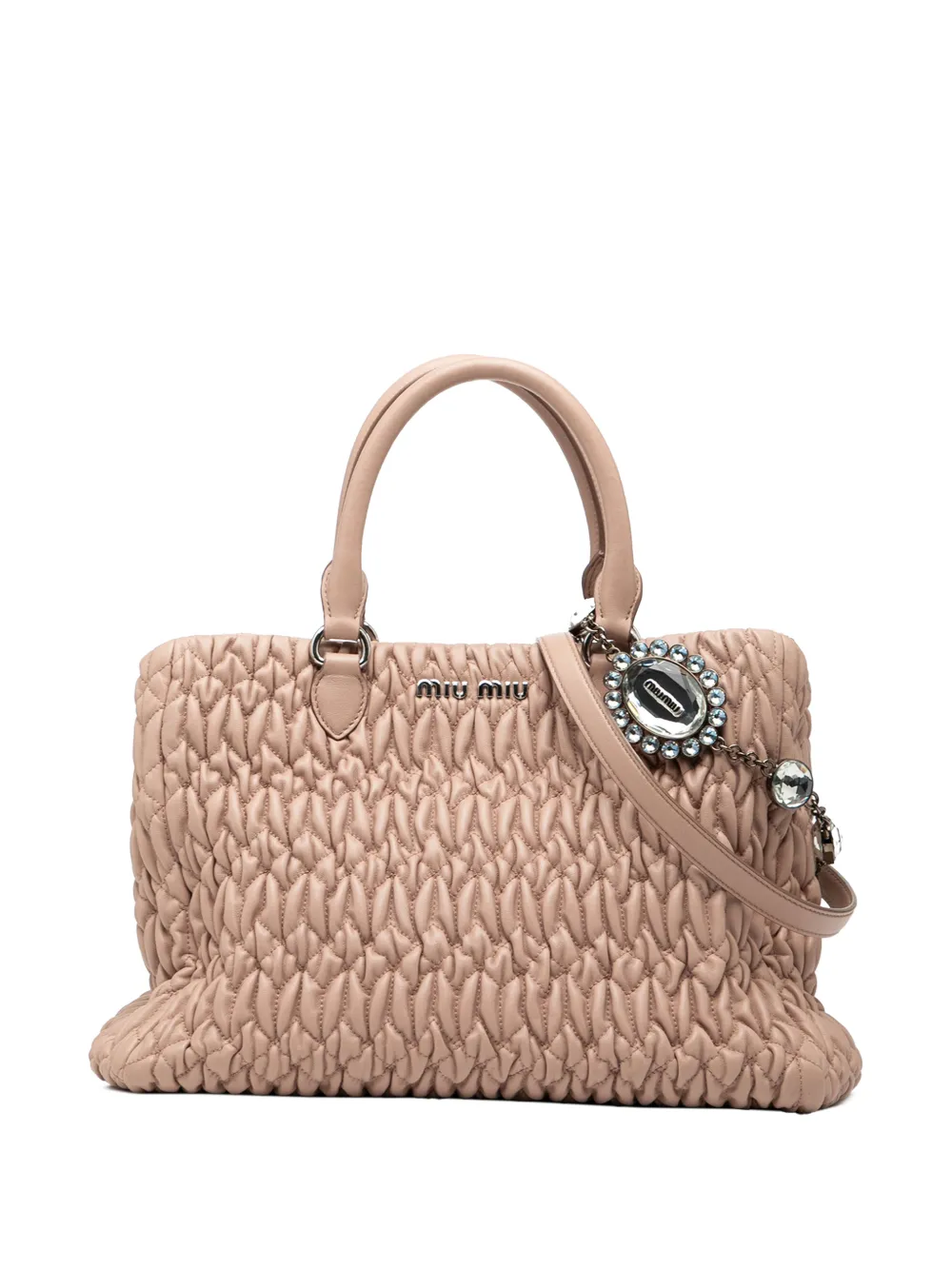 Miu Miu Pre-Owned 2010-2025 Matelasse Nappa Crystal satchel | Brown | Image 1