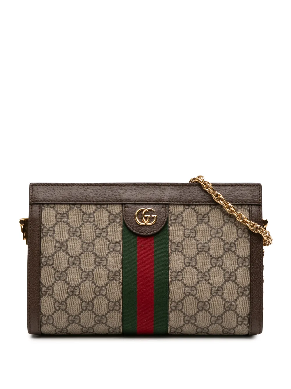 Gucci Pre-Owned 2016-2025 Small GG Supreme Web Ophidia Chain crossbody bag - Marrone